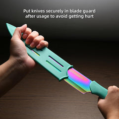 13 Piece Blue Non-Stick Stainless Steel Boxed Knives Set