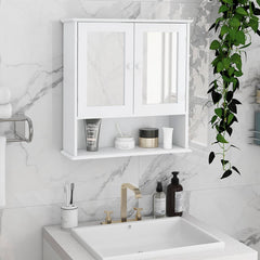 Bathroom Wall Cabinet With Doule Mirror Doors And Shelvs