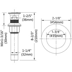 GELE Bathroom Sink Drain Vanity Sink Drain With Strainer Basket, Vessel Sink Lavatory, Anti-Clogging, Pop-Up, Stainless Steel, Brushed Gold Finish