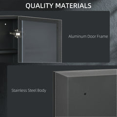 Wall-Mounted Medicine Cabinet with Mirror, Stainless Steel Bathroom Mirror Cabinet Wall Mounted with Storage Shelves for Living Room and Laundry Room, Black
