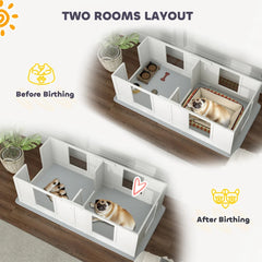 Double Room Design Whelping Box For Dogs With Whelping Pad