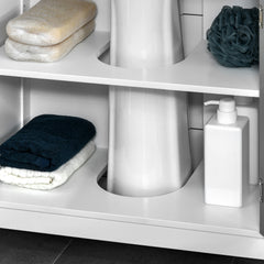 Under Sink Pedestal Storage Bathroom Cabinet, Gray White
