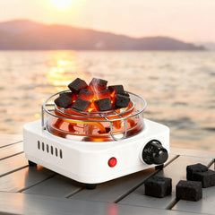 1Pc Electric Charcoal Burner 500W Hookah Charcoal Burner Compact Coal Burner For Hooka Cubes Shisha With Grill And Tongs 5 Temperature Gears Thermostat Control For Spring Summer