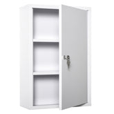 Steel Wall Mount Medicine Cabinet 3 Tier Emergency Box for Bathroom Kitchen, Lockable with 2 Keys - White