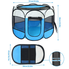 Pink-Blue Options -- 1Pc Portable Foldable Pet Tent Exercise Pen Kennel Removable Zipper Top And Bottom Water Resistant Indoor Outdoor Use For Dogs Cats Other Pets