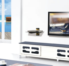 Floating Wall Mounted Strengthened Tempered Glass Shelf For DVD Cable Boxes