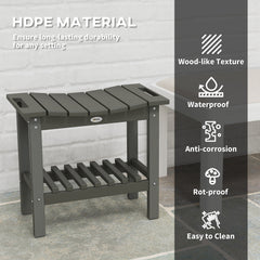 HDPE Shower Bench, Waterproof Shower Stool with Handle, Storage Shelf, Non-Slip Pads for Indoor Outdoor, Dark Gray