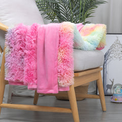 1 Piece Shaggy Blanket Plush Faux Fur Blanket For Bed Sofa Ultra Soft Luxury Sherpa Blanket Rainbow Colorful Blanket