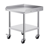 Stainless Steel Work Table, 24 X 24 X 30 Inch Commercial Food Prep Worktable With 4 Wheels, Casters, 3-Sided Backsplash Heavy Duty Prep Worktable, Metal Work Table For Restaurant Home Hotel