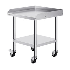 Stainless Steel Work Table, 24 X 24 X 30 Inch Commercial Food Prep Worktable With 4 Wheels, Casters, 3-Sided Backsplash Heavy Duty Prep Worktable, Metal Work Table For Restaurant Home Hotel
