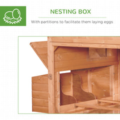 137" Chicken Coop for 8-10 Chickens, Large Chicken House, Wooden Poultry Hen Cage with Nesting Box and Run for Backyard, Orange