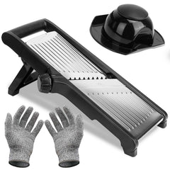 1Pc Mandoline Food Slicer Stainless Steel Food Cutter Vegetable Fruit Chopper Grater Peeler Kitchen Julienne Slicer With 5 Adjustable Blades Food Holder