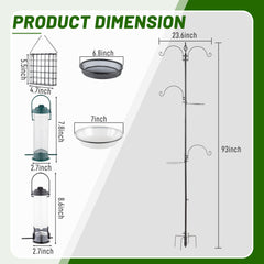 93inch Iron With Four Hooks, With Bird Feeder Black Courtyard Bird Feeder