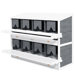 Chicken Nesting Box, 8 Compartment Wood Laying Boxes for Chicken Coop with Egg Collection Trays Perches for 16-32 Hens
