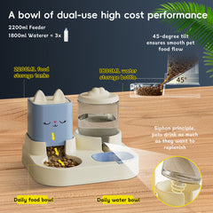 Super Cute Appearance Pet Feeding And Drinking Device, Cleverly Designed With Dry And Wet Separation, Automatic Water Addition, Universal For Cats And Dogs, Easily Solves Feeding Problems, And Makes P