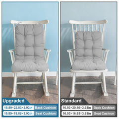 2Pcs Waterproof Rocking Chair Cushion Upper And Lower Back And Seat Sets With Non-Slip Ties Oxford Cloth Surface Polyester Filling Comfortable For Indoor Home Office Car