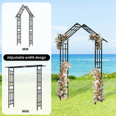 Metal Garden Arch With Adjustable Width W42.52''~W78.15'' Climbing Plants Support Rose Arch Outdoor Black