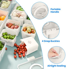 2Pack Airtight Fruit Storage Containers 4 Compartment Food Storage Containers Fruit Vegetable Organizers With 8 Removable Colanders For Fridge Picnic