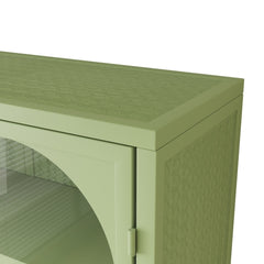 Glass Door Modern Two-door Wall Cabinet, Wall Cabinet With Characteristic Woven Pattern, Green Unavailable Platforms- Temu