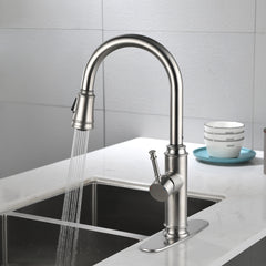 Single Handle High Pull Out Kitchen Faucet, Single-stage Stainless Steel Kitchen Sink Faucet, With Pull Down Spray