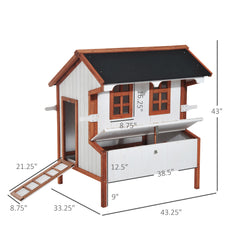 47" Chicken Coop Wooden Chicken House Rabbit Hutch Raised Poultry Cage Portable Hen Pen Backyard with Nesting Box and Handles