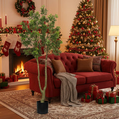 5.2FT Tall Artificial Tree Natural Faux Plant With Lush Greenery & Authentic Trunk Perfect For Indoor, Office, Living Room Or Entryway Decor
