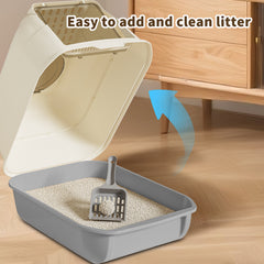 51cm Large Fully Enclosed Top Entry Cat Litter Box, Front Flip Door Dual Opening, Anti-Splashing Anti-Tracking Odor Locking Cat Toilet With Free Scoop & Deodorant Pack
