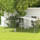 15x15 Dog Kennel with Cover, Secure Outdoor Dog Fence, Galvanized Steel Frame for Backyard, Green