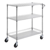 3-Tier Utility Cart Rolling Cart On Wheels 40.5'x17.7'x40.9' 661 LBS 6 Hooks