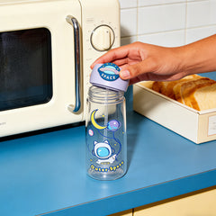 Astronaut Cat Plastic Bottle 400ml-Purple