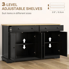 Modern Sideboard, Buffet Cabinet with Storage Drawers, Adjustable Shelves for Living Room, Dining Room, Entryway, Black