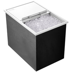 Drop In Ice Chest, 27'L X 18'W X 21'H Stainless Steel Ice Cooler, Commercial Ice Bin With Sliding Cover, 40.9 Qt Outdoor Kitchen Ice Bar, Drain-pipe And Drain Plug Included, For Cold Wine Beer