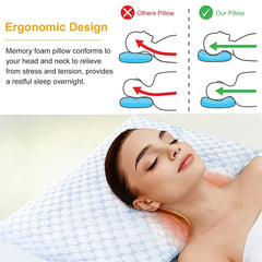 Bed Pillows Cooling Memory Foam Pillow Ventilated With Cooling Gel Infused Memory Foam Heat Reducing Cooling Fiber Breathable Machine Washable