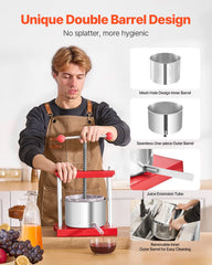 Fruit Wine Press Manual Press For Wine Making 0.8 Gal/3L Stainless Steel