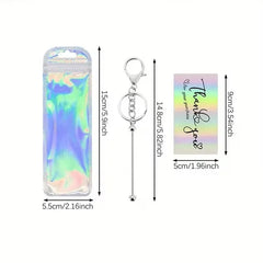 60 Pcs Beadable Keychain Bar Bulk Silver Bead Keychain Beaded Item For Pendant DIY Alloy Blank Key Chain Accessories Bulk Includes 20 Beadable Keychain 20 Bags 20 Cards