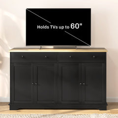 Modern Sideboard, Buffet Cabinet with Storage Drawers, Adjustable Shelves for Living Room, Dining Room, Entryway, Black