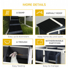 2 Level 59" Outdoor Rabbit Hutch with Openable Top, Dark Gray