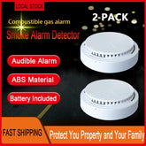 (2 Pack) Smoke Alarm Detector Home Fire Safety Sensor Alert Battery Included (Logistics Only For USPS.TK/TMEU Only For Self-pickup)