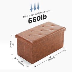 Foldable Storage Ottoman Bench 43in, Foot Rest Stool, Synthetic Leather Storage Chest With Thicker Foam Padded Seat For Entryway Living Room