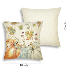 4Pcs Thanksgiving Fall Throw Pillows Cushion Case 18x18in Set Of 4 Pumpkin Watercolor Farmhouse Pillowcase For Thanksgiving Day Harvest Festival Party Autumn Home Sofa Couch Bed Chair