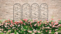 4 Pack Metal Garden Trellis 86.7" X 19.7" Rustproof Trellis For Climbing Plants Outdoor Flower Support Bird Deco Black