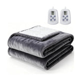 Edx Electric Heated Blanket, Dual Zone Control, 10 Heat Settings, Auto-Off, Flannel Sherpa Fabric
