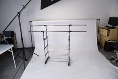 1Pc Extendable Garment Hanging Rack Clothing Hanging Rail Pillow Shoe Display Organizer With Rolling Wheels Hold Up To 77LBS