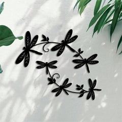 Elegant Dragonfly Wall Art Decor Set - 2-Piece Metal Sculpture For Indoor