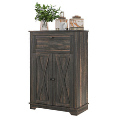 Farmhouse Sideboard Storage Cabinet with Doors and Drawer for Kitchen, Living room, 23.5"x11.75"x34.5", Dark Brown