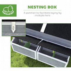 59" Wooden Chicken Coop w/ Wheels, Handles, 2 Nesting Boxes, 2 Trays, 4 Perches, Chicken Tractor for 4-6 Chickens, Gray