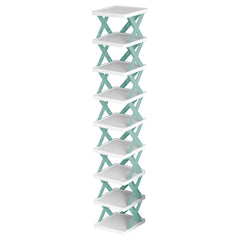 1Pc 9Tier Narrow Entryway Shoe Rack Plastic Vertical Shoe Organizer Space Saving Free Standing Shoes Storage Shelf Closet Hallway