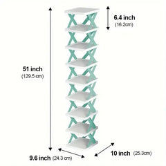 Entrance High And Narrow Shoe Rack, 9-layer Shoe Rack Can Put 9 Pairs Of Shoes, Space-saving Vertical Shoe Rack, Plastic Stackable Shoe Rack, Suitable For Wardrobe, Corridor, Bathroom, Dormitory, Chri