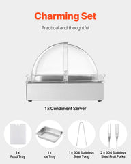 Countertop Food Serving Display Container Condiment Dispenser Tray With Lid