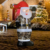 8' Christmas Inflatables Outdoor Decorations Santa Claus Wearing Camouflage, Blow-Up Yard Christmas Decor with LED Lights Display